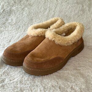 LL Bean Lambs Wool Shearling Ankle Mocs Suede Brown Womens 11 Medium NEW